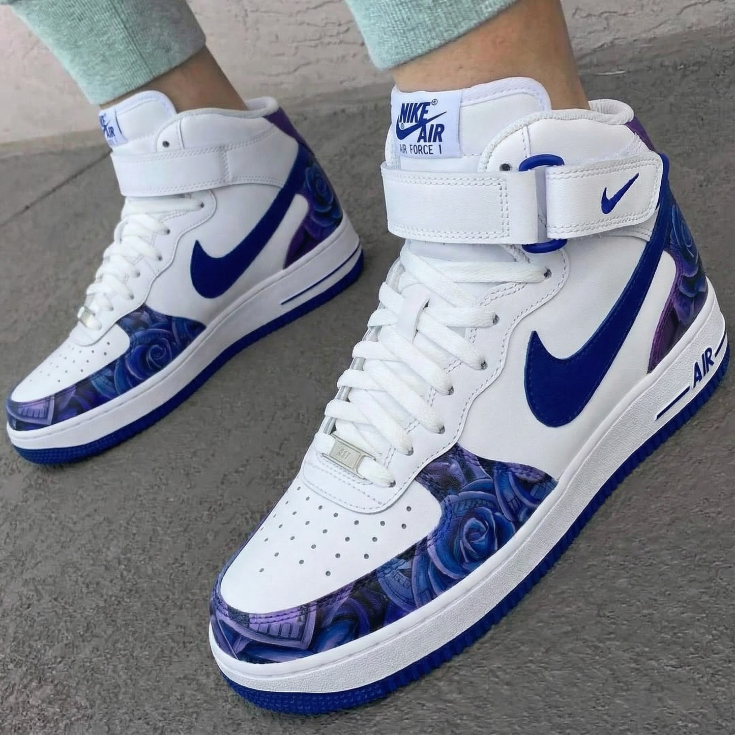 Gentle Purple Blue Rose Custom AF 1s Shoes