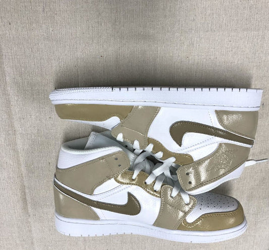 Gold and White Custom AJ 1s Shoes