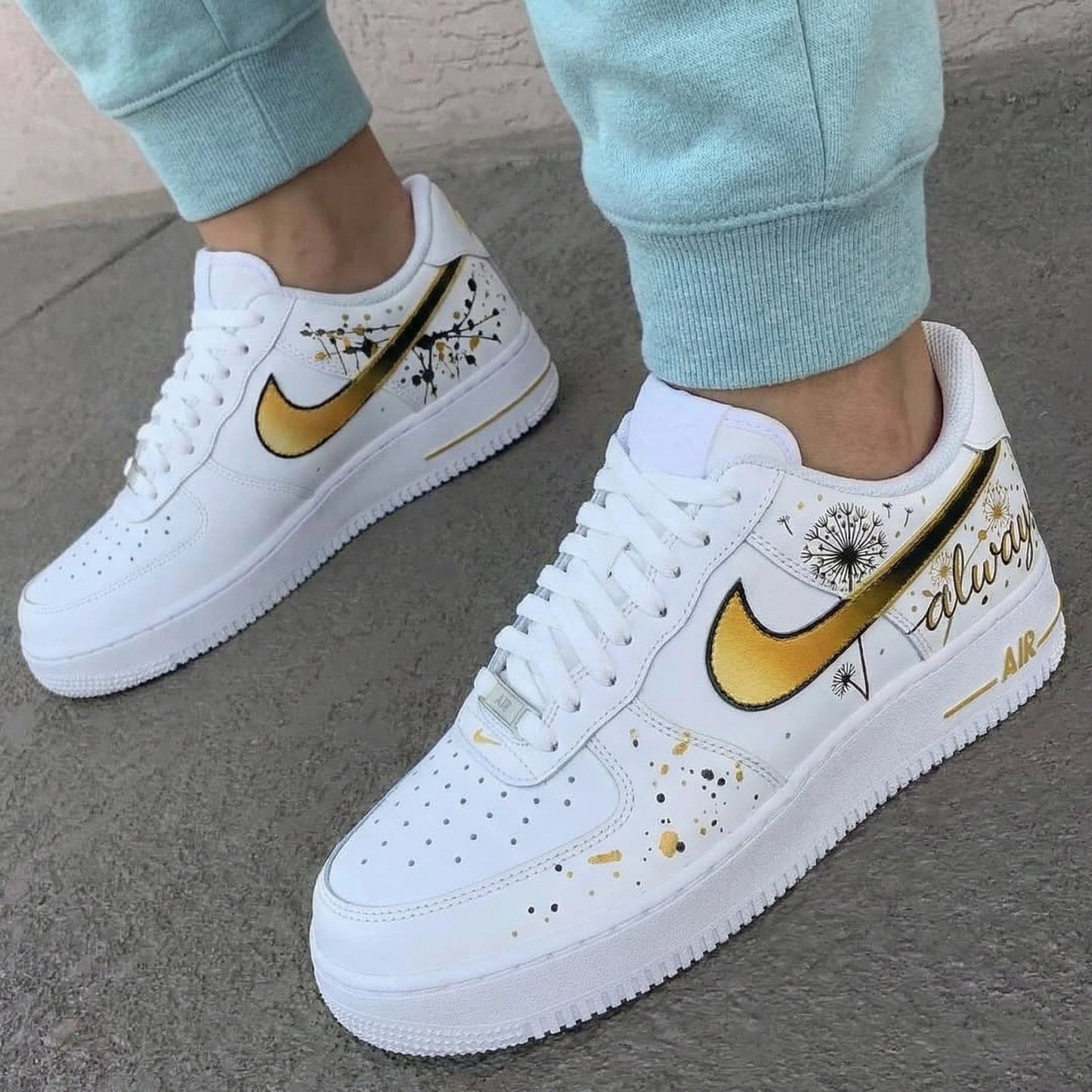 Gold Dandelion Custom AF 1s Shoes