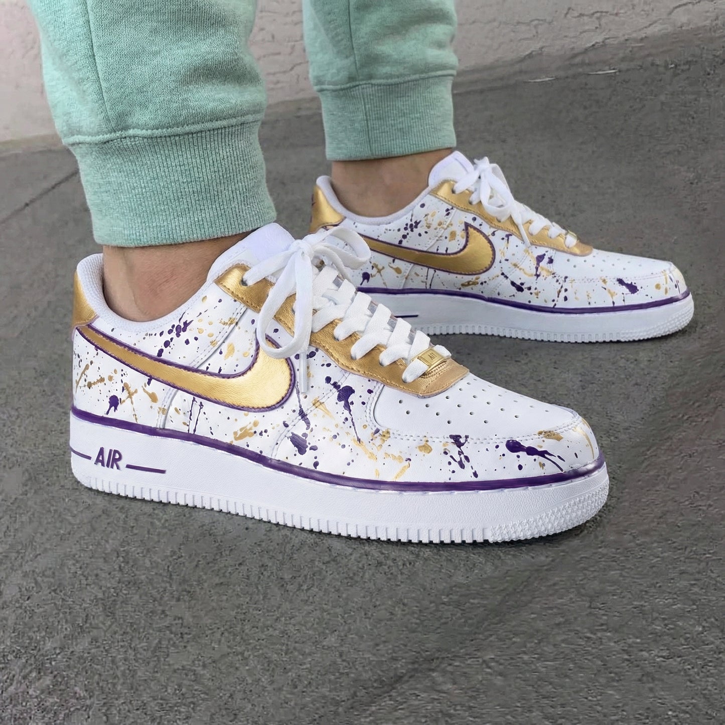 Gold Purple Splatter Custom AF 1s Shoes