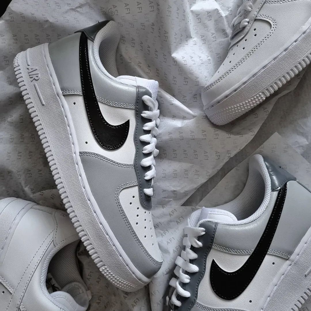 Gray Black Dual Tone Custom AF 1s Shoes