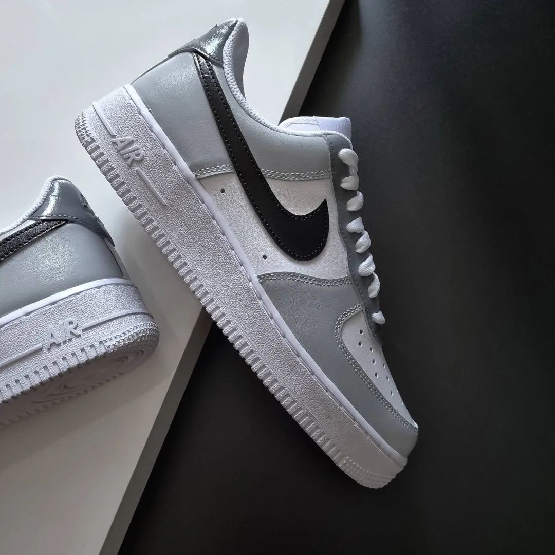 Gray Black Dual Tone Custom AF 1s Shoes