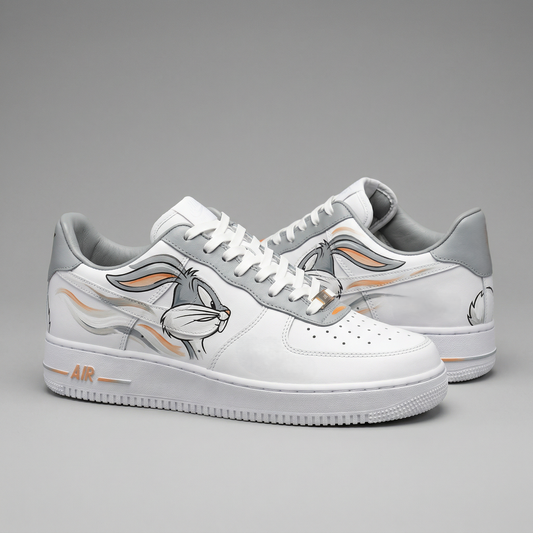 Gray Orange Bugs Bunny Pattern Custom AF 1s Shoes