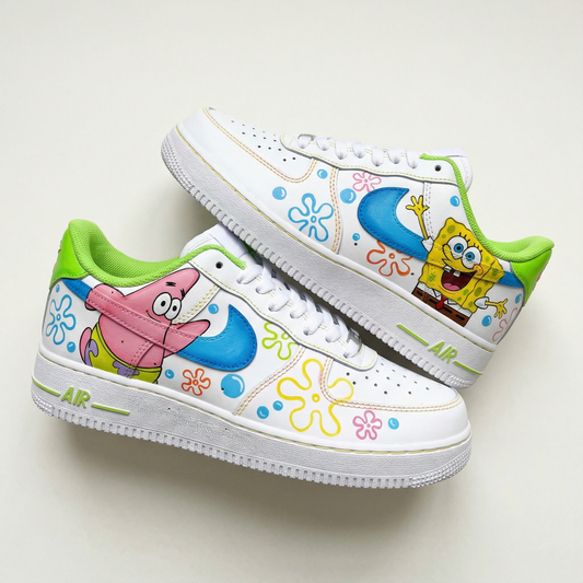 Green Blue Pink Spongebob Patrick Cartoon Custom AF 1s Shoes