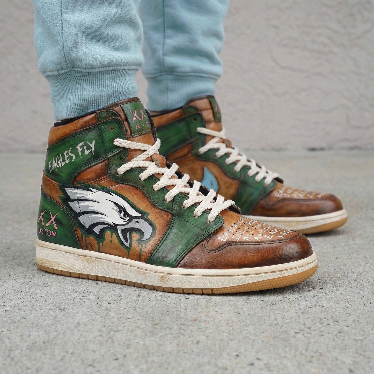 Green Brown Eagles Themed Custom AJ 1s Shoes