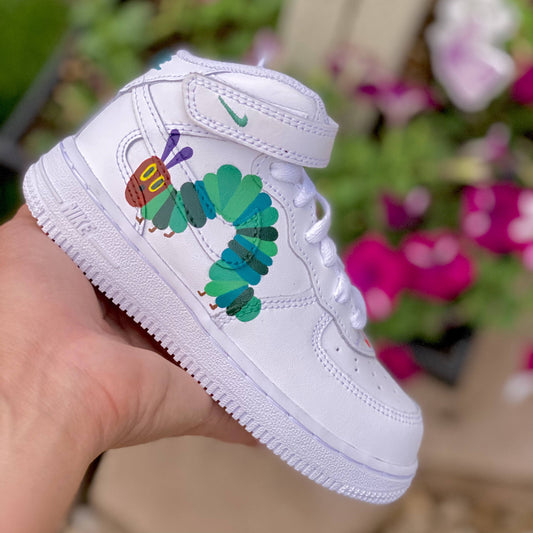 Green Caterpillar Custom AF 1s Shoes