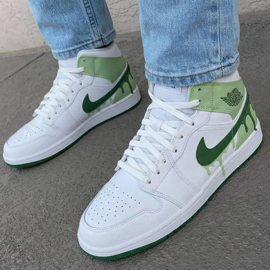 Green Drip Custom AJ 1s Shoes