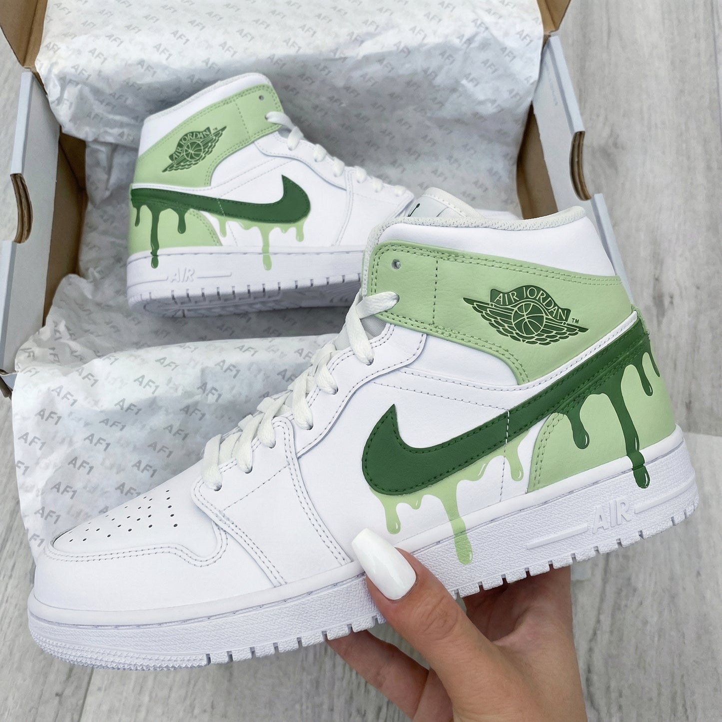 Green Drip Custom AJ 1s Shoes