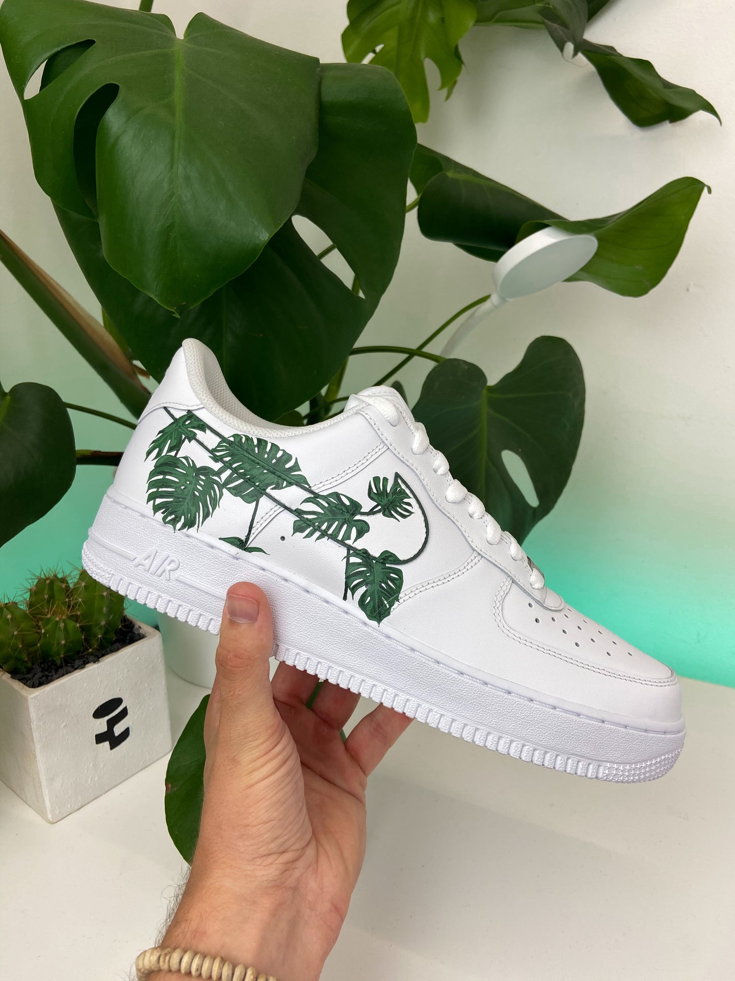 Green Monstera Custom AF 1s Shoes