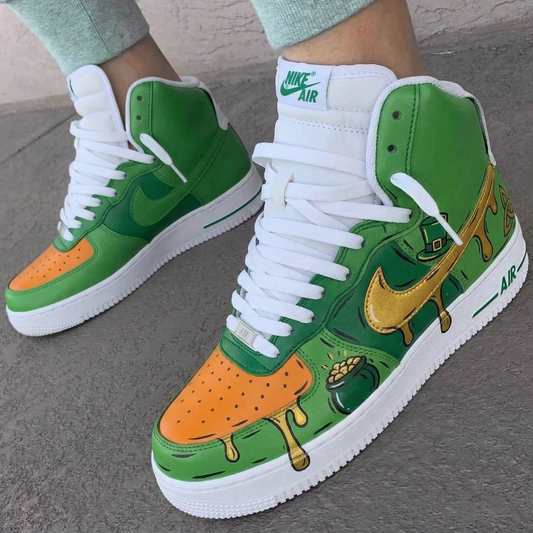 Green Orange Golden Drip Pot Of Gold Custom AF 1s Shoes