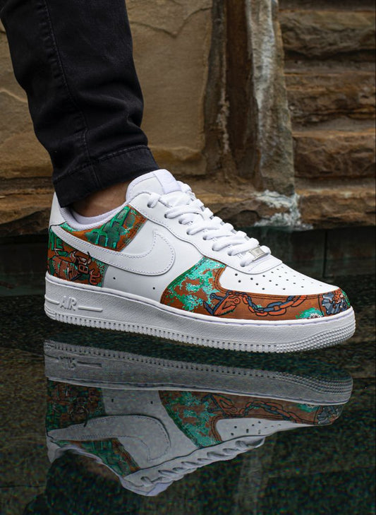 Green Orange Graphic Custom Air Force 1 Shoes