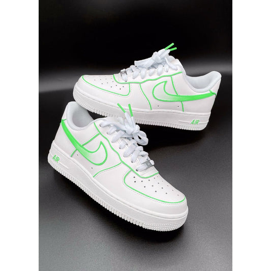 Green Outline Custom Air Force 1 Shoes