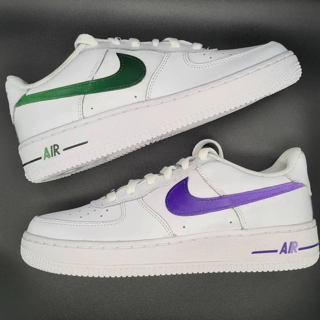 Green Purple Dual Tone Custom AF 1s Shoes