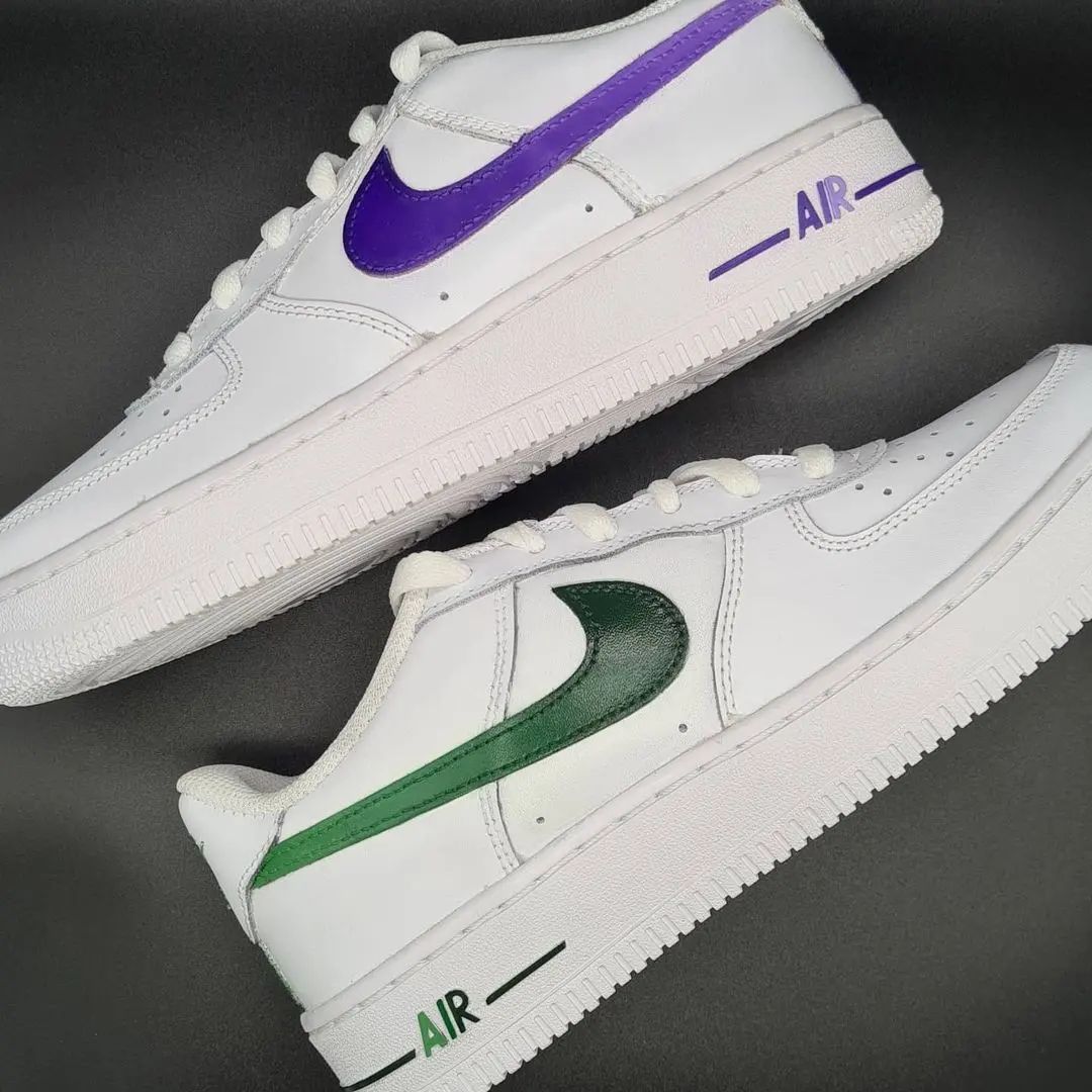 Green Purple Dual Tone Custom AF 1s Shoes