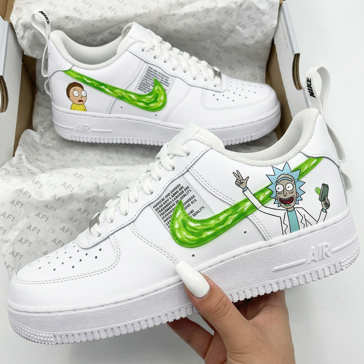 Green Rick And Morty Cartoon Custom AF 1s Shoes