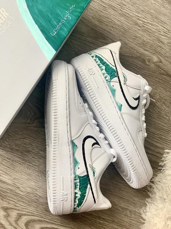 Green Wave Custom AF 1s Shoes