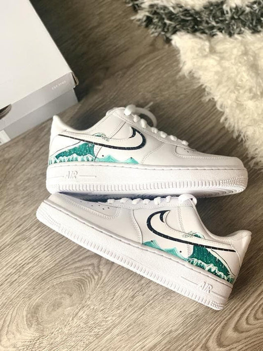 Green Wave Design Custom AF 1s Shoes
