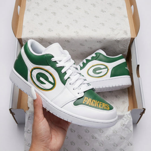 Green Yellow Packers G Logo Custom AJ 1s Shoes