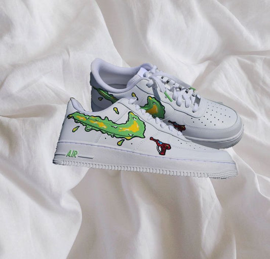 Green Yellow Pistol Custom AF 1s Shoes
