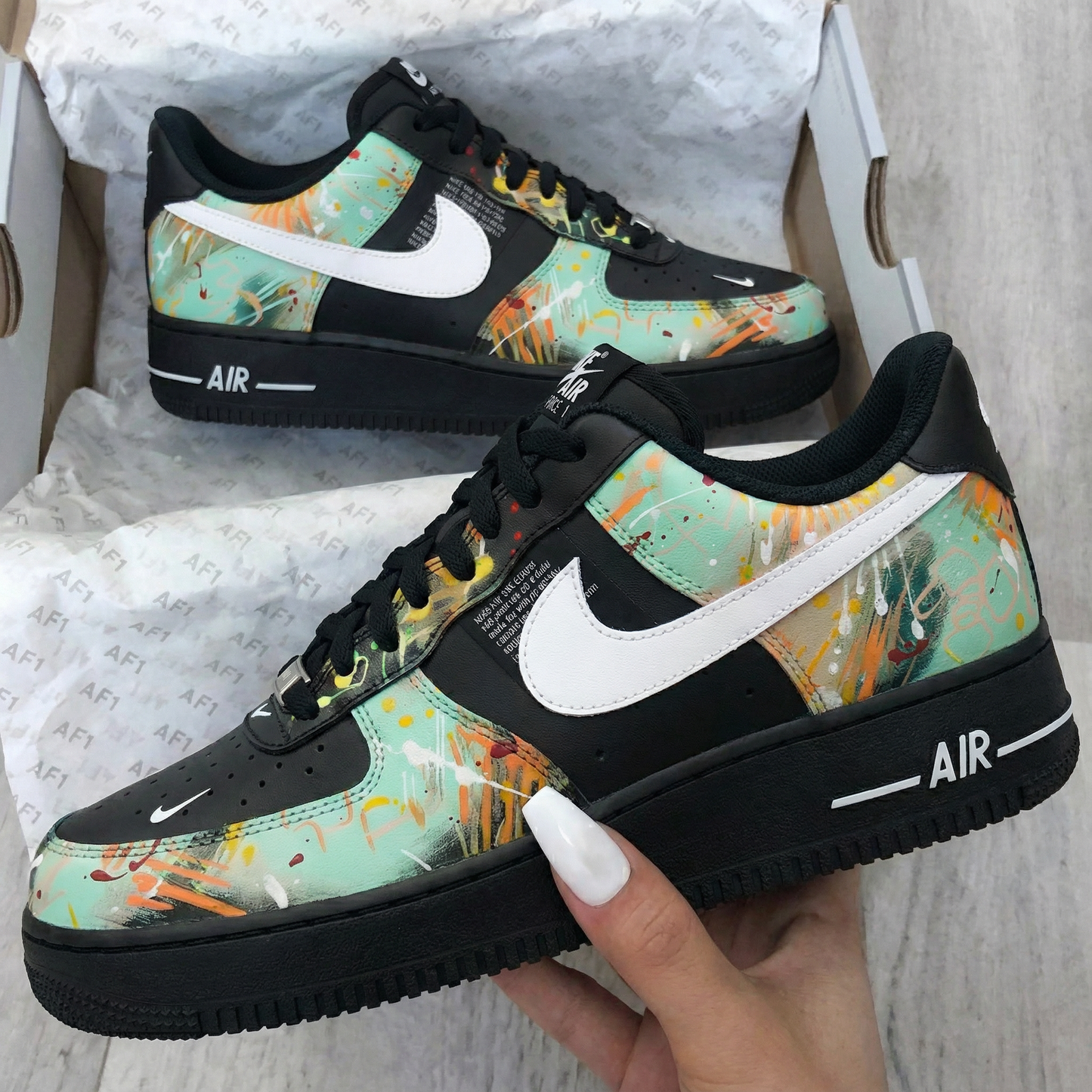 Healing Teal Paint Splatter Trendy Custom AF 1s Shoes