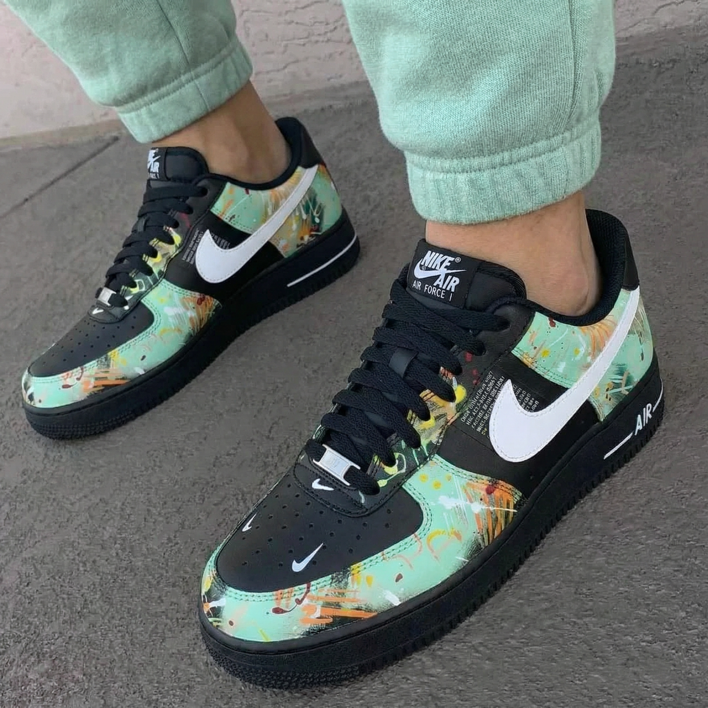 Healing Teal Paint Splatter Trendy Custom AF 1s Shoes
