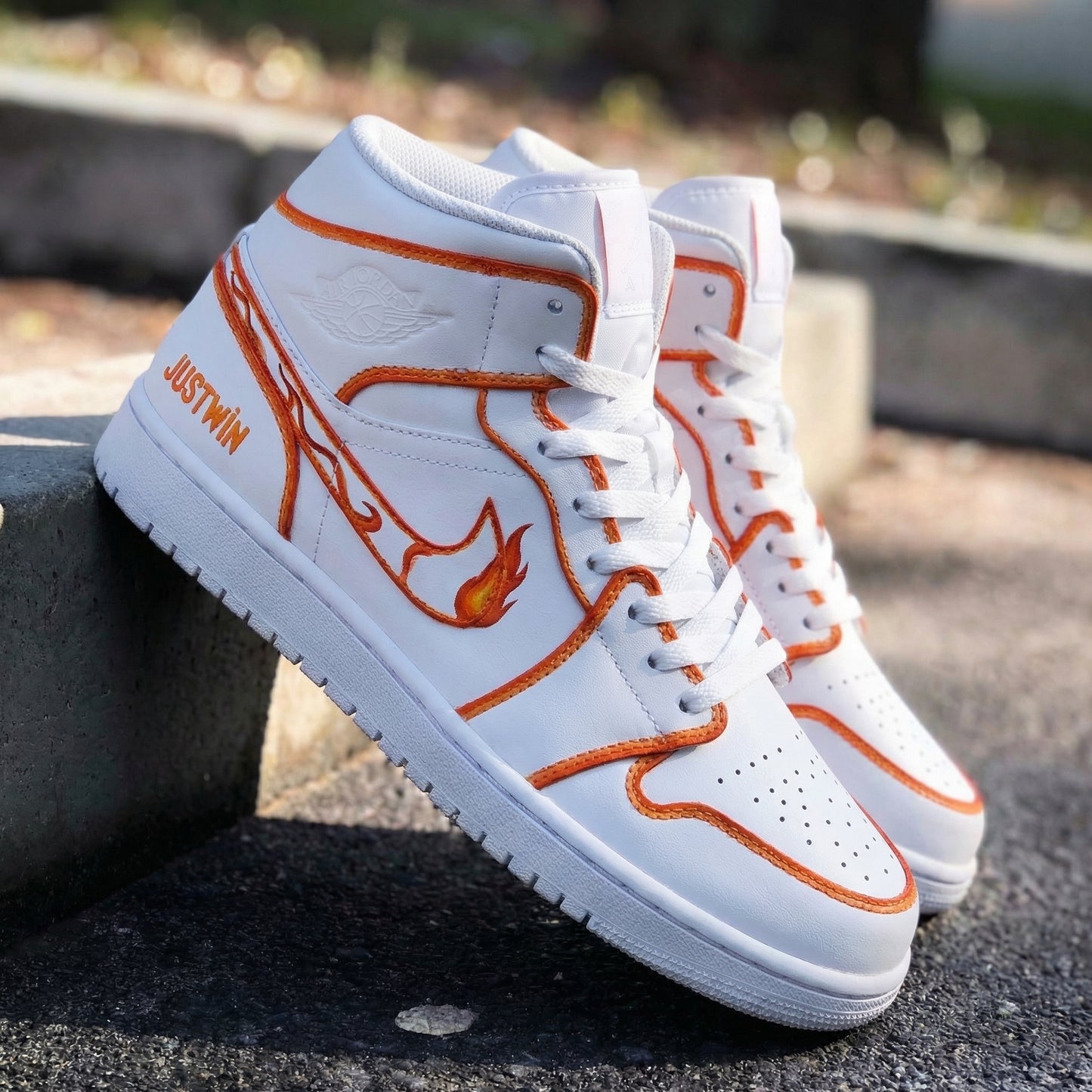 Hot-Blooded Orange Flame Custom AJ 1s Shoes