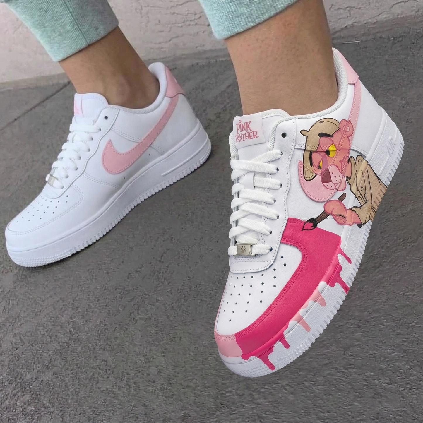 Hot Pink Pink Panther Cartoon Custom AF 1s Shoes