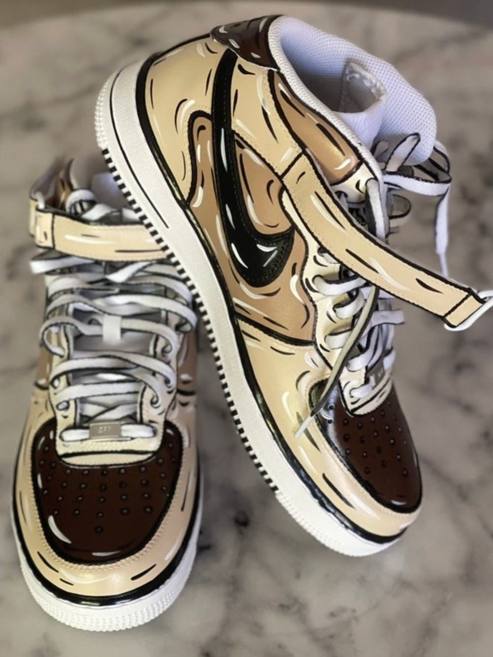 Cartoon Beige Doodle Custom Sneakers Air Force 1