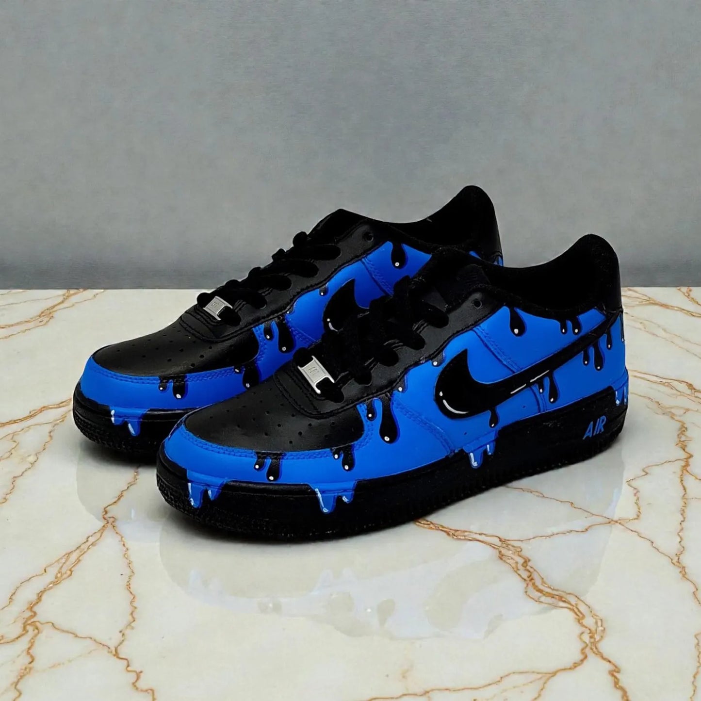 Hand Painted Blue Black Drip Custom Air Force 1