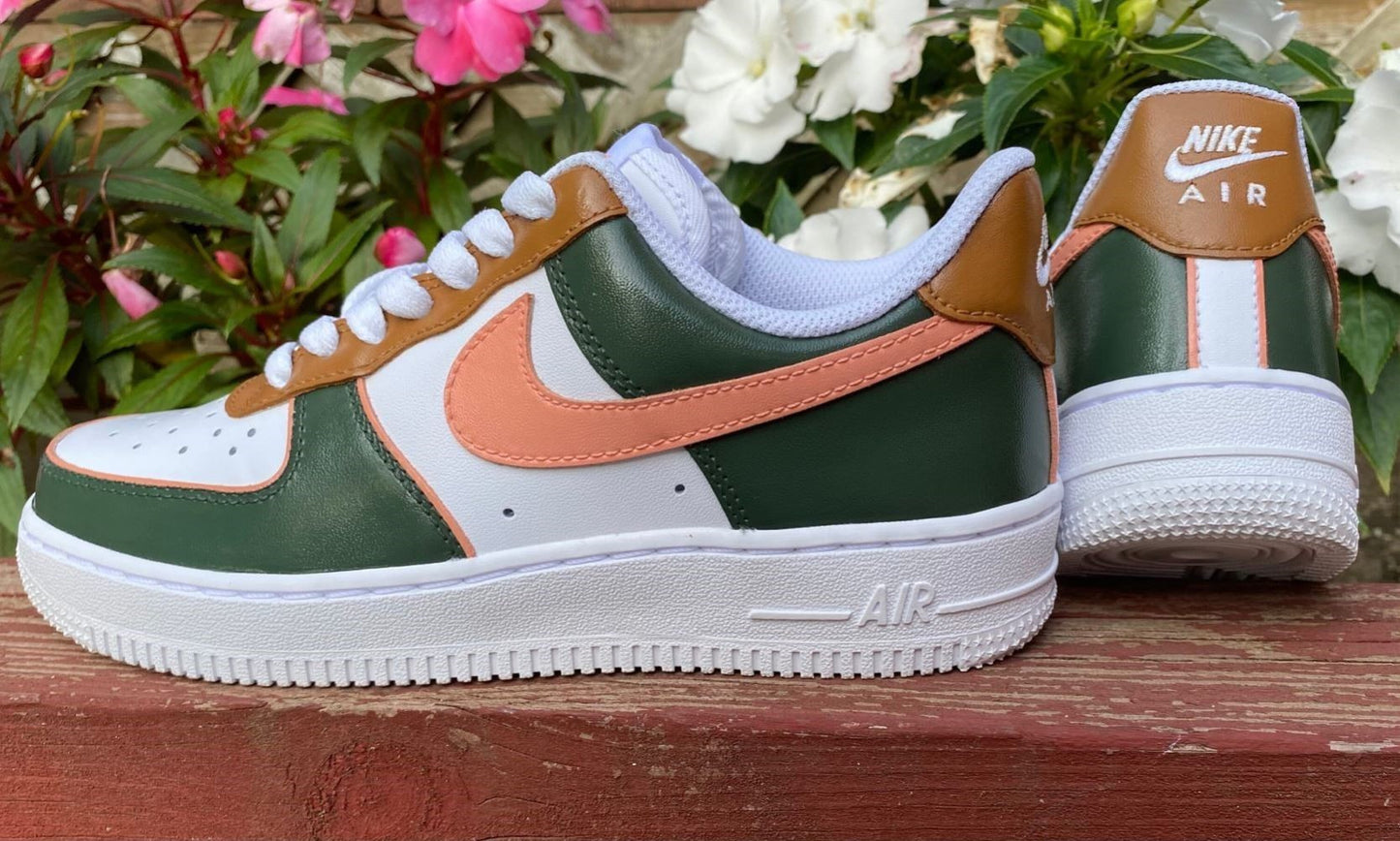 Dark Green Brown Custom Sneakers Air Force 1