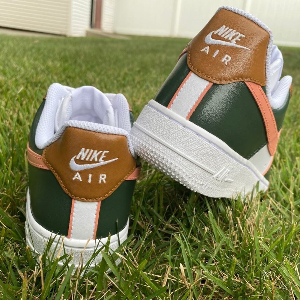 Dark Green Brown Custom Sneakers Air Force 1