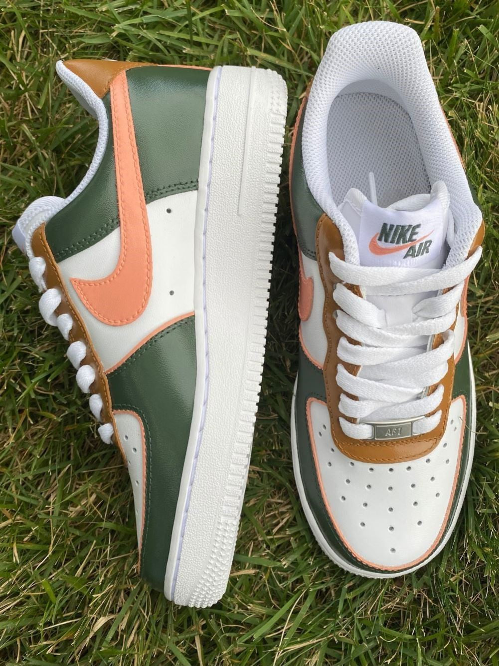 Dark Green Brown Custom Sneakers Air Force 1