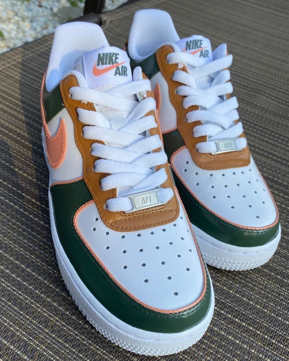 Dark Green Brown Custom Sneakers Air Force 1