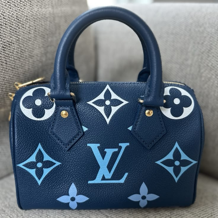 Personalized Wallet LV Monogram Pattern Navy Blue Custom Wallet