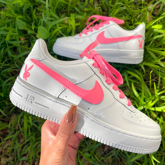 Hand Painted Pink Bunny Custom Air Force 1 Sneakers