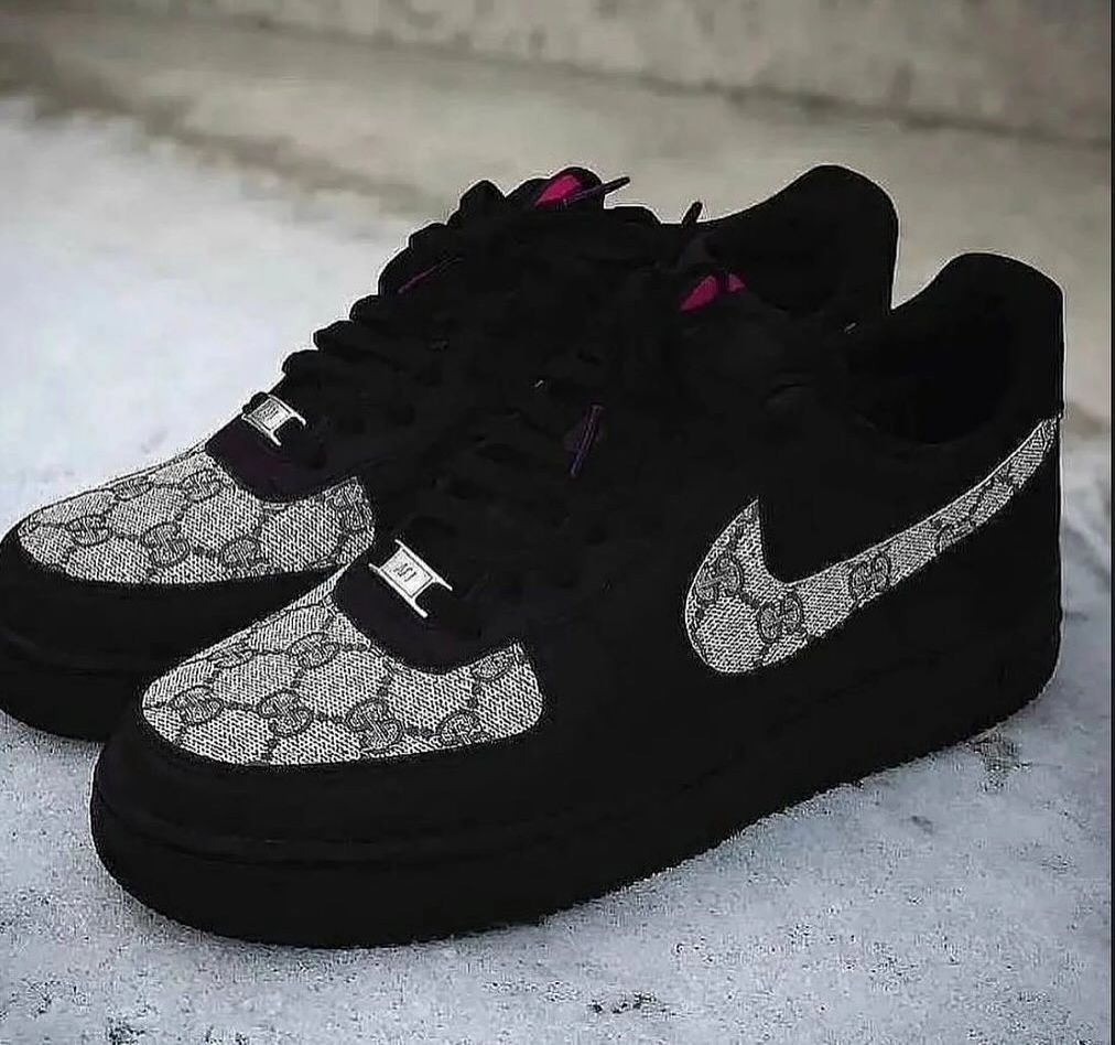 Custom Hand Painted Black Air Force 1 Sneakers
