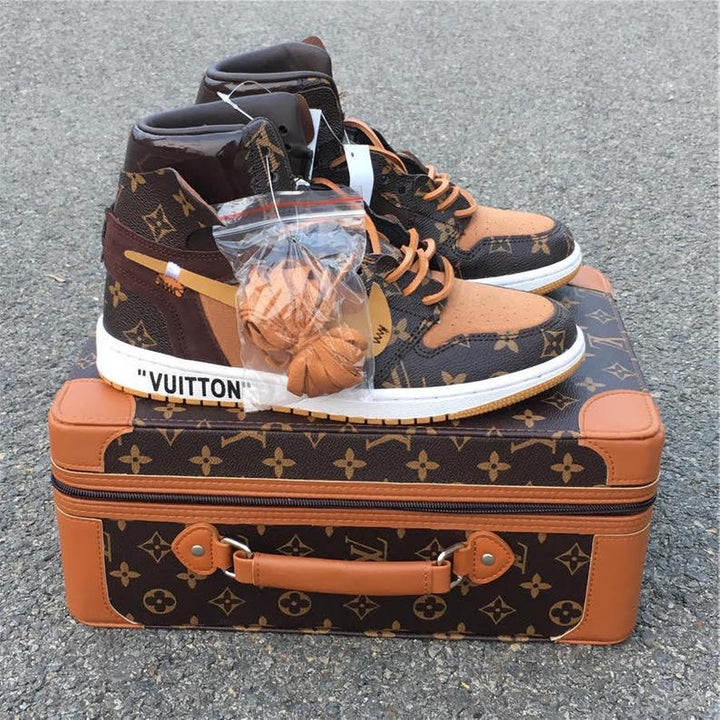 Hand Painted Custom Brown High Top Sneakers