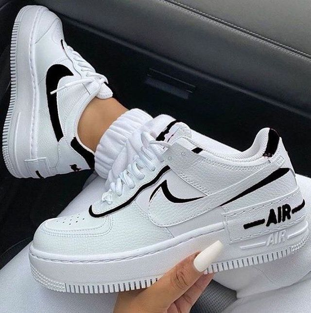 Custom Hand Painted Black & White Air Force 1 Sneakers