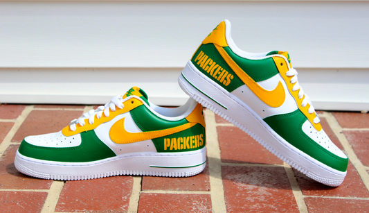 Hand Painted Green Yellow Packers Custom Air Force 1