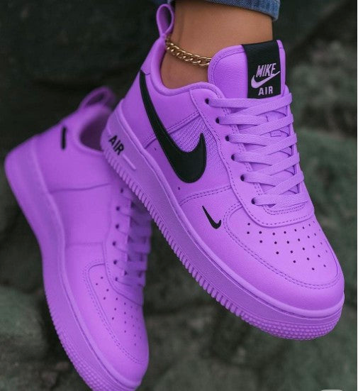 Purple Hand Painted Custom Air Force 1 Sneakers