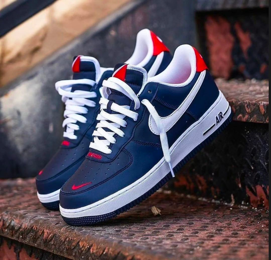 Hand Painted Navy Red Custom Air Force 1 Sneakers