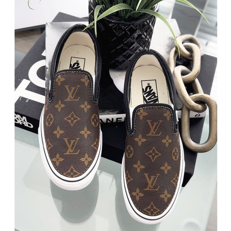 Hand Painted Custom Monogram Vans Slip On Sneakers