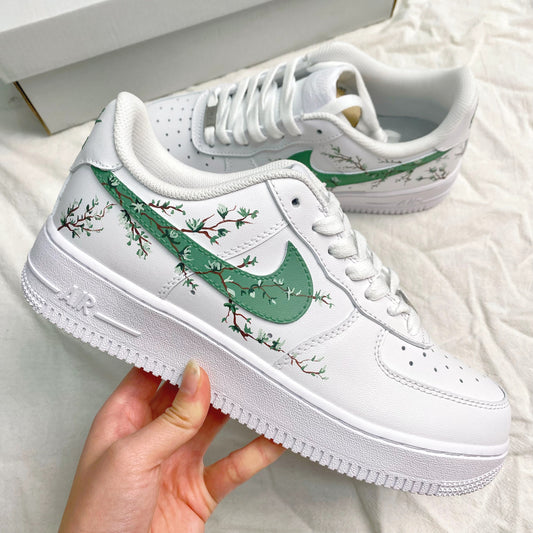 Custom Air Force 1 Green Leaves And Brown Branches