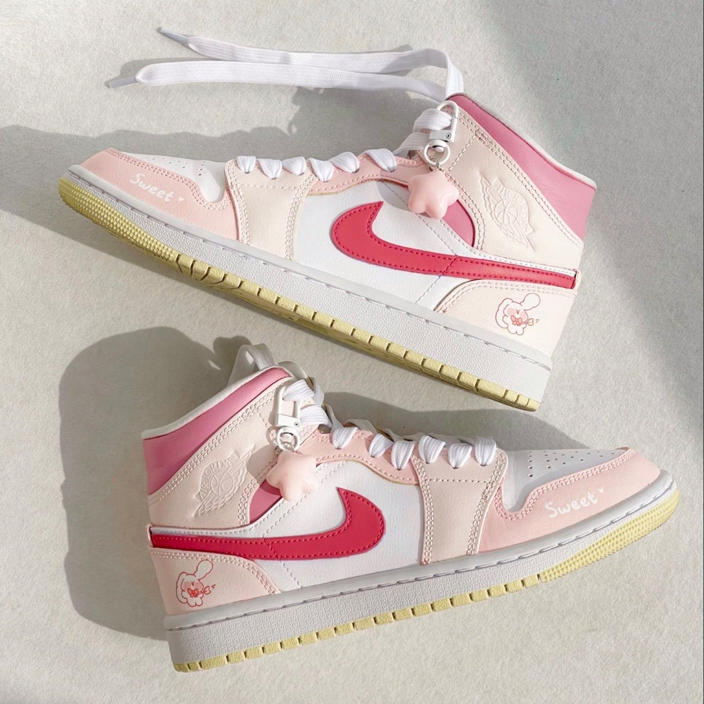 Custom Air Jordan 1 Light And Dark Pink