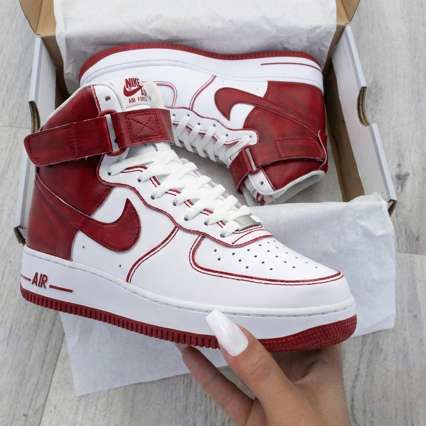 Immortal Classic Red White Design Custom AF 1s Shoes