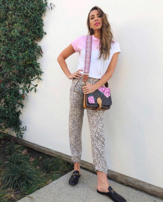 Hand Painted Pink Floral Custom Shoulder Bag