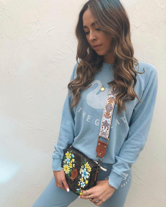 Custom Hand Painted Floral Crossbody Purse