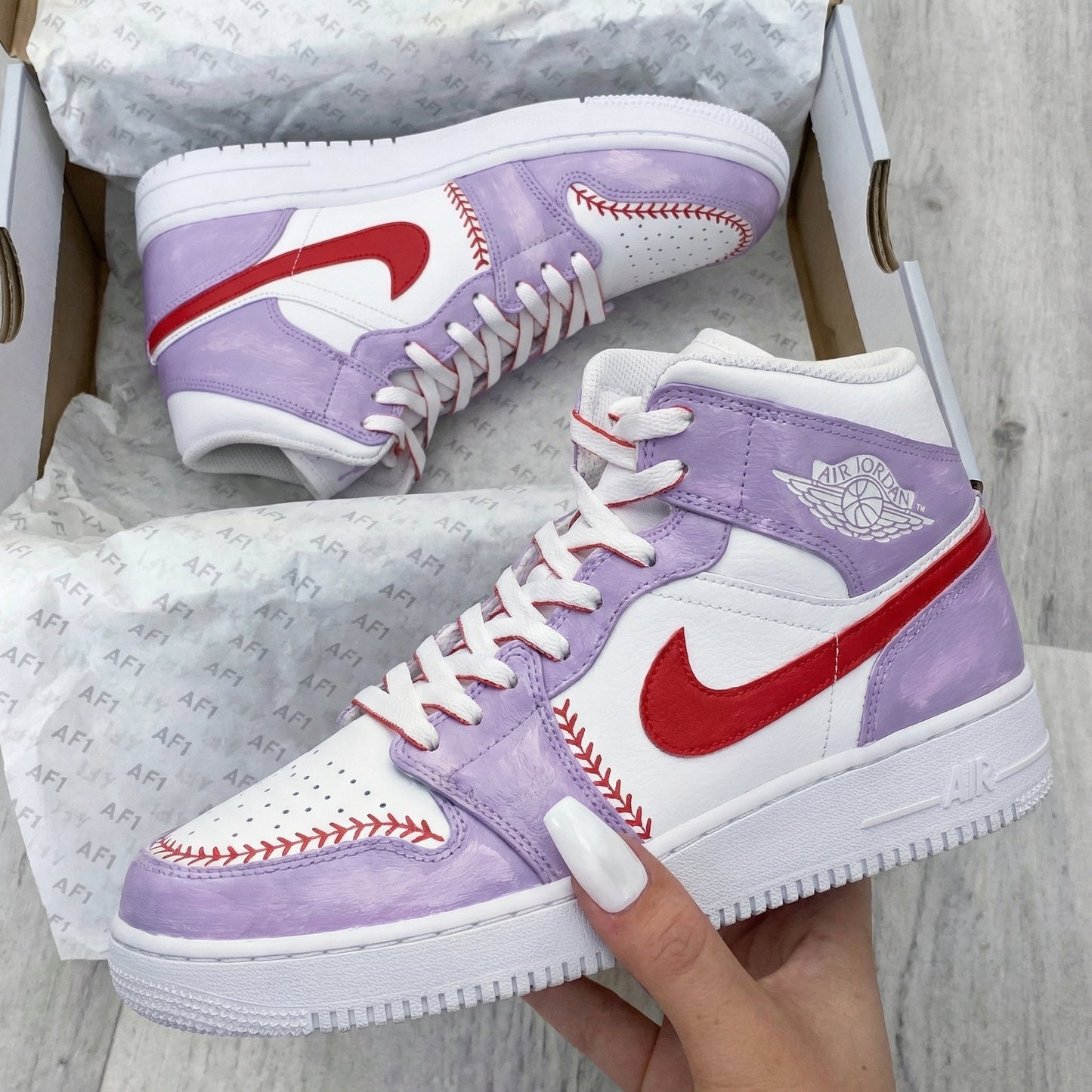 Lavender Baseball Custom AJ 1s Shoes