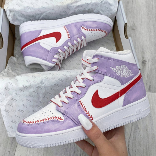 Lavender Baseball Custom AJ 1s Shoes