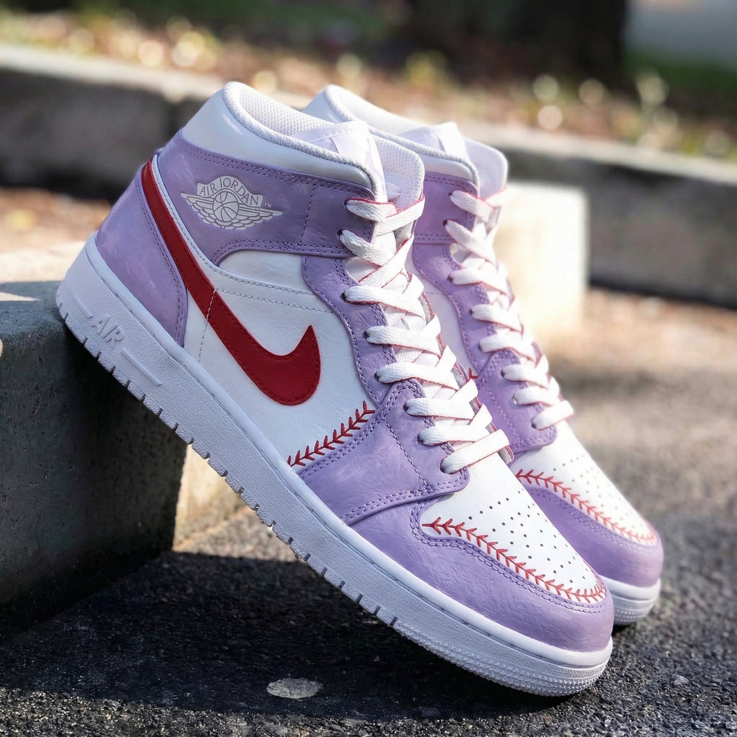 Lavender Baseball Custom AJ 1s Shoes